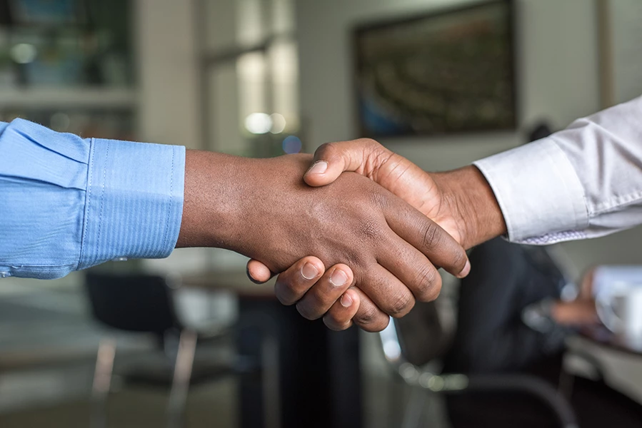 two hands clasped in a handshake